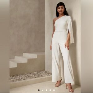 Banana Republic One-Shoulder Crepe Jumpsuit, Size 14